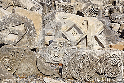 Fragment of a bas-relief in ancient city Ephesus. Stock Photo
