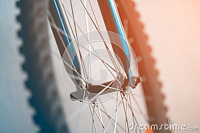 A fragment of a Bicycle wheel Stock Photo