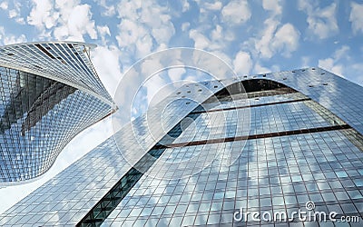Fragment of Blue Glass Skyscrapers Editorial Stock Photo