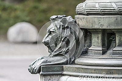 Fragment of a bronze lion sculptures Stock Photo