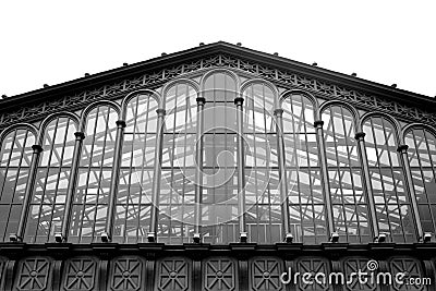 Fragment of building of former Warsaw Railway Station. Editorial Stock Photo