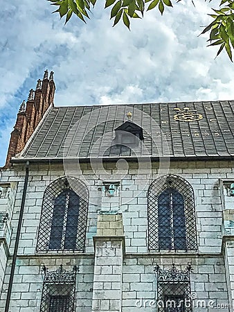 Fragment of the building in the Wawel Castle in Krakow, Poland. Stock Photo