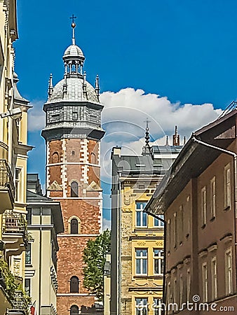 Fragment of the Catholic church in Krakow, Poland. Stock Photo