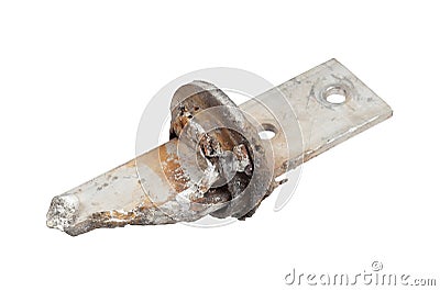 Fragment of ceramic insulator destroyed by exposure to short-circuit current Stock Photo
