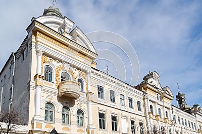 Fragment of Chernoyarovsky Passage - Profitable House of Merchant Chernoyarov in Kazan, Russia Stock Photo