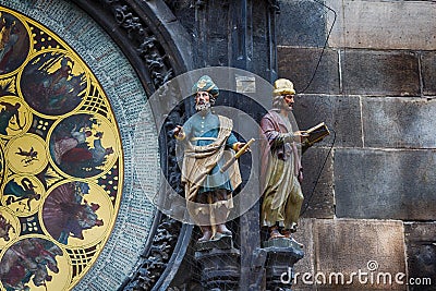 Fragment of Clock in Prague Stock Photo