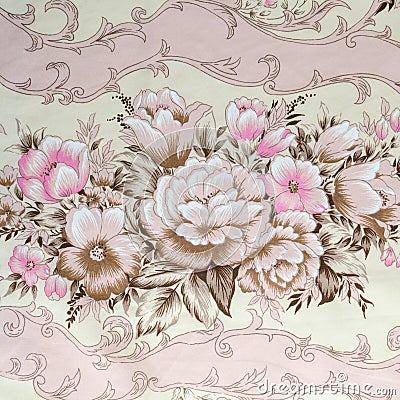 Fragment of colorful retro tapestry text, Fragment of colorful r Stock Photo