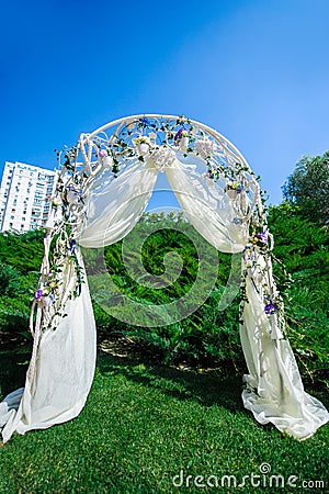 Fragment of creatively decorated wedding arch Stock Photo