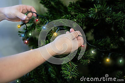 Fragment of the decoration of the Christmas tree. Stock Photo