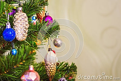 Fragment of the decoration of the Christmas tree. Stock Photo