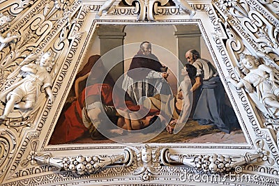 Fragment of the dome in the Chapel of Saint Charles Borromeo, Salzburg Cathedral Editorial Stock Photo