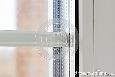 Fragment of double glazing with white sprats Stock Photo