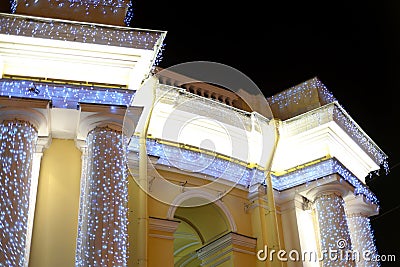 Fragment facade of Bolshoi Gostiny Dvor. Stock Photo