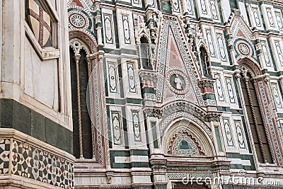 Fragment of facade Duomo Santa Maria del Fiore, Florence Stock Photo