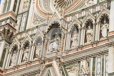 Fragment of facade Duomo Santa Maria del Fiore, Florence, Italy Stock Photo