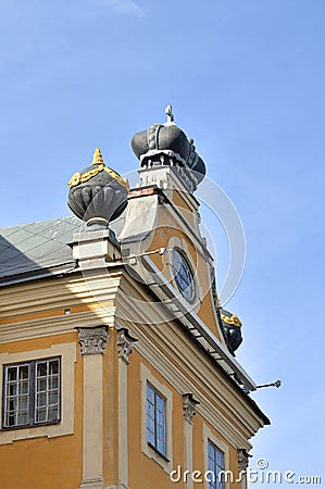 Fragment of facade of Menshikov Palace in Saint Petersburg. Stock Photo