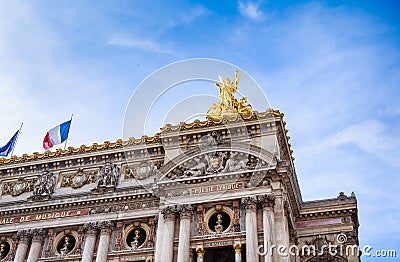 Fragment of the facade of the Paris National Opera Editorial Stock Photo