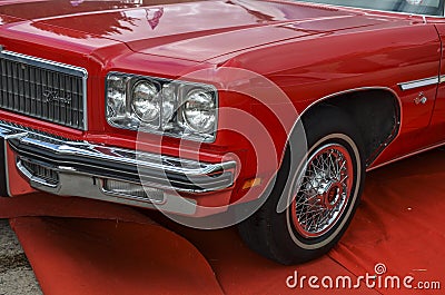 Fragment of the famous American cars of the 60-70s full-size Chevrolet Impala on the exhibition of retro cars Editorial Stock Photo