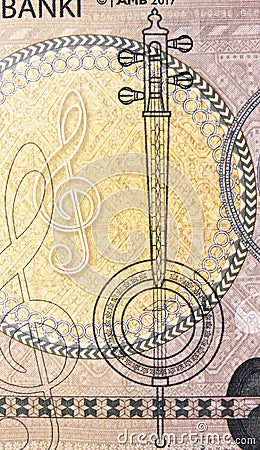 Fragment: Graphic reflections of Azerbaijani national musical instruments â€“ Tar, Kamancha, and Daf Ghaval Stock Photo