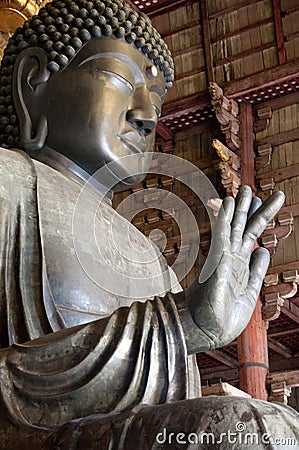 Fragment of Great Buddha the bronze statue of Buddha Vair Stock Photo