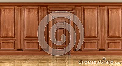 Fragment of the interior of classic wood panels Stock Photo