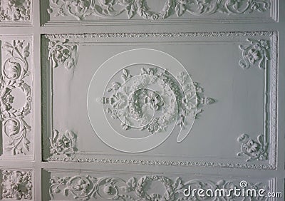 A fragment of the interior decoration of the main staircase in the art nouveau style in the apartment building of Romanov Editorial Stock Photo