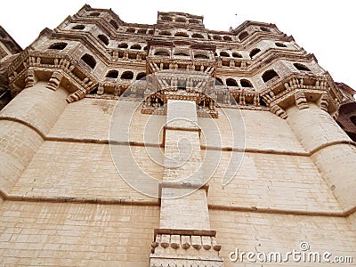 Fragment of Majestic Mehrangarh Fort located in Jodhpur, Rajasthan Stock Photo