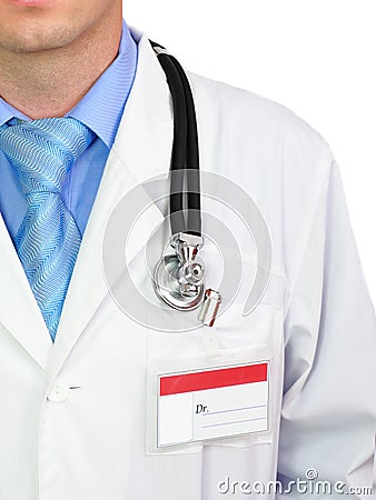 Fragment medical doctor's smock . Isolated Stock Photo