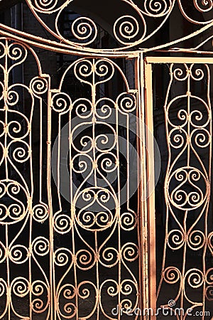Fragment of the metal door lattice Stock Photo