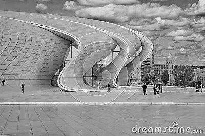 Fragment from the modern architectural structure named after Heydar Aliyev Editorial Stock Photo