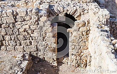 Fragment of Monastery of St. Euthymius ruins located in Ma`ale Adumim industrial zone in Israel Stock Photo