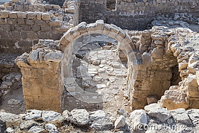 Fragment of Monastery of St. Euthymius ruins located in Ma`ale Adumim industrial zone in Israel Stock Photo