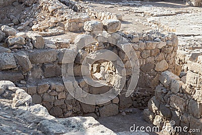 Fragment of Monastery of St. Euthymius ruins located in Ma`ale Adumim industrial zone in Israel Stock Photo