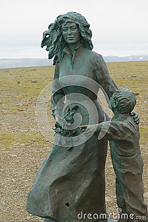 Fragment of the monument `Children of the earth` created by children from different countries at the North Cape, Norway. Editorial Stock Photo