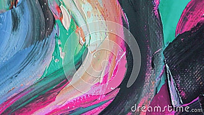 Closeup of a painting by oil and palette knife. Highly-textured, high quality details. Fragment of multicolored texture Stock Photo
