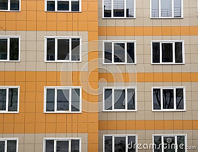 Fragment of a new house with ventilated facade made of ceramic tiles Stock Photo