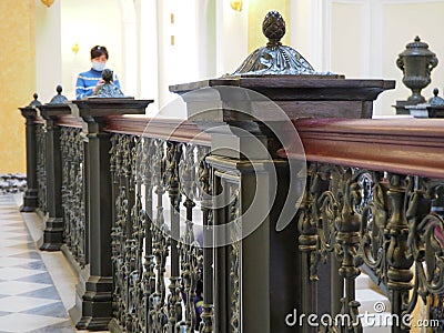 Fragment of an old cast-iron railing. Palace of the 18th century, State Museum-Reserve 