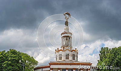 Fragment of the old Soviet Pavilion `Grain Cultures` of the Exhibition of Economic Achievements of Ukraine Stock Photo