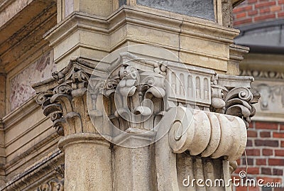 Fragment of old stone column Stock Photo