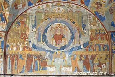 Fragment of painting in the Temple of the Beheading of John the Baptist in the city of Yaroslavl, Russia. Stock Photo