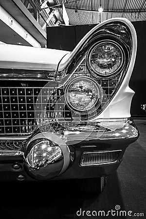 Fragment of personal luxury car Lincoln Continental Mark V convertible, 1960. Editorial Stock Photo