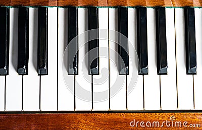 Fragment of the pianoforte keyboard. View from above Stock Photo