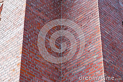 Fragment red brick wall catholic church background Stock Photo