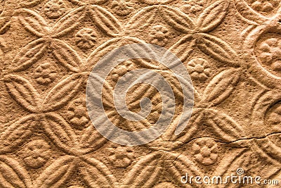 Fragment of relief on wall with paterns of 8 century church in Andalucia region, Spain Stock Photo