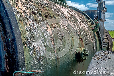 Fragment of the rusty Retro steam machine Stock Photo