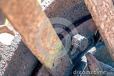 Fragment of the rusty Retro steam machine Stock Photo