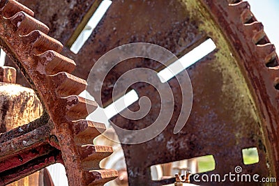 Fragment of the rusty Retro steam machine Stock Photo