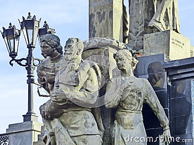 Fragment sculptural composition `Royal passion-Bearers` a few minutes before the execution`. Editorial Stock Photo