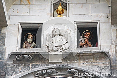 Fragment of the sculptural decoration of the Prague Astronomical Clock Editorial Stock Photo