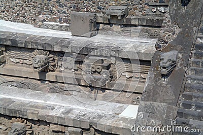 A fragment of the step pyramid in Teotihuacan Stock Photo